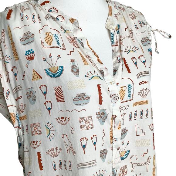 Anthropologie Danielle Kroll Egyptian Hieroglyphics Print Sleeveless Top Medium - Picture 2 of 8